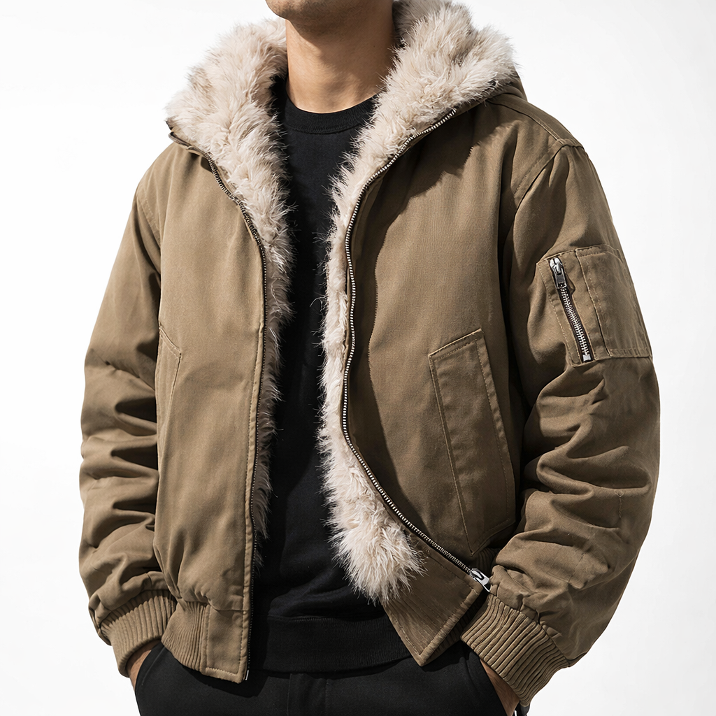 Anders | Warm Faux Fur Lined Jacket for Men's Wind-Resistant Outerwear