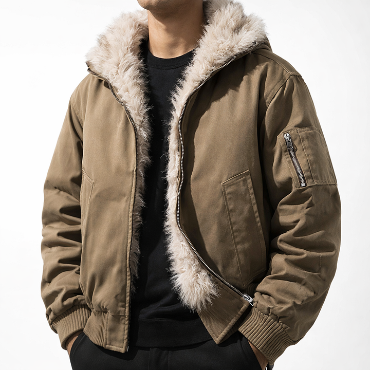 Anders | Warm Faux Fur Lined Jacket for Men's Wind-Resistant Outerwear