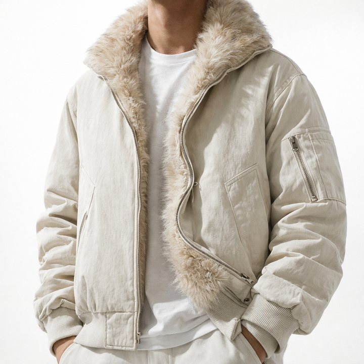 Anders | Warm Faux Fur Lined Jacket for Men's Wind-Resistant Outerwear