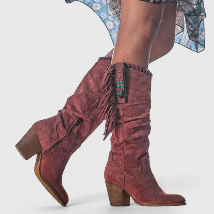Merit | Boho Western Fringe Boots Knee High