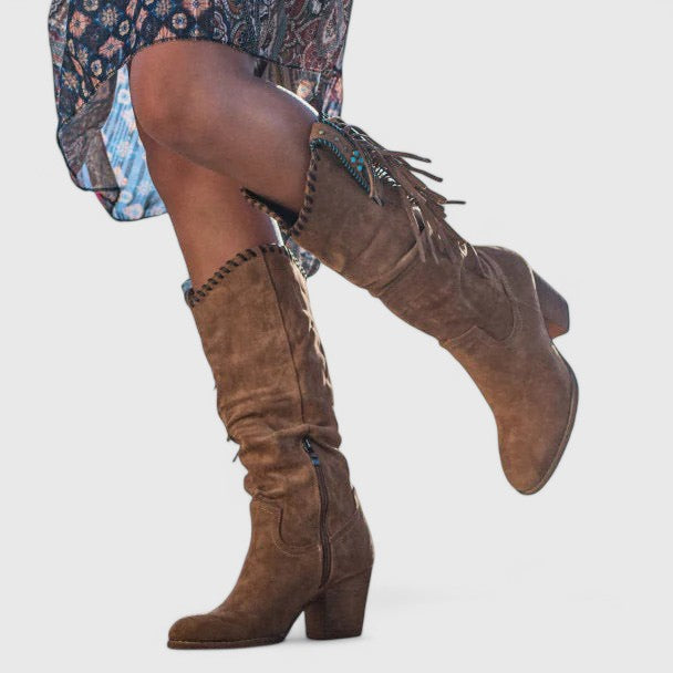 Merit | Boho Western Fringe Boots Knee High