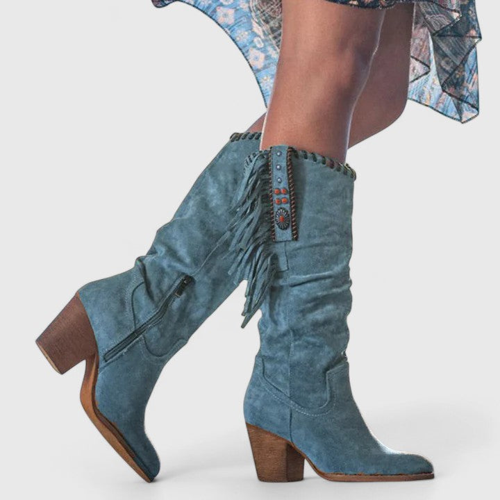 Merit | Boho Western Fringe Boots Knee High