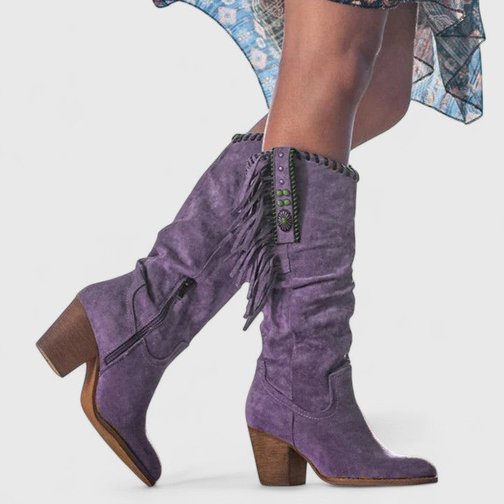 Merit | Boho Western Fringe Boots Knee High