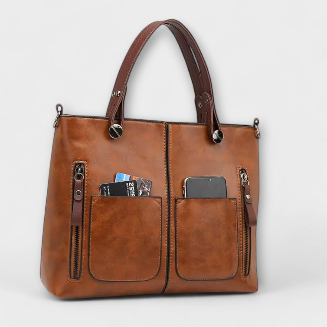 Lora | Classic Leather Tote Bag for Women