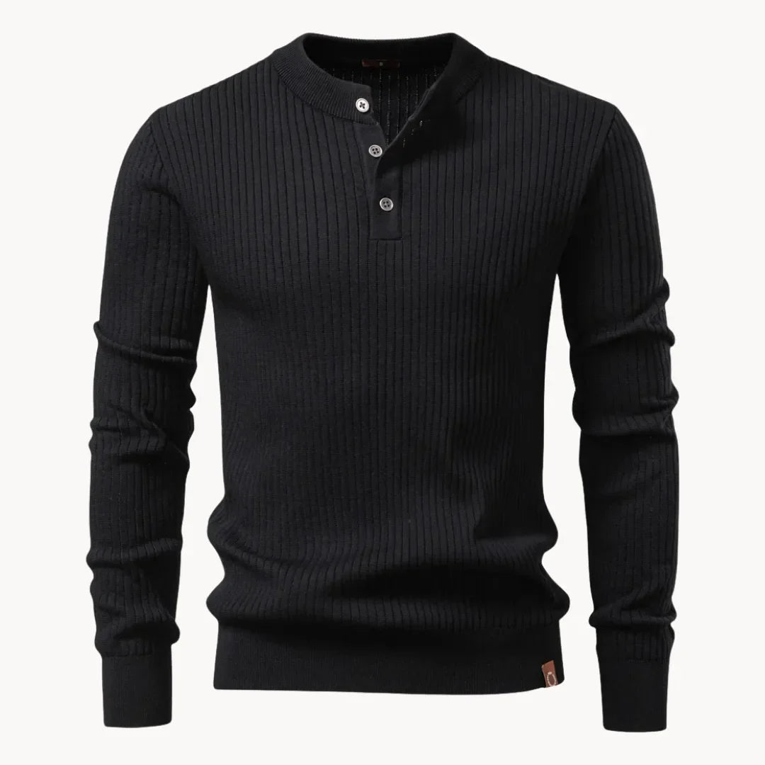 Nico | Fitted Round-Neck Jumper with Button Closure for Men