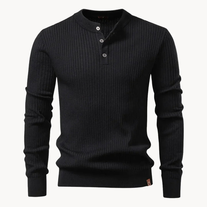 Nico | Fitted Round-Neck Jumper with Button Closure for Men