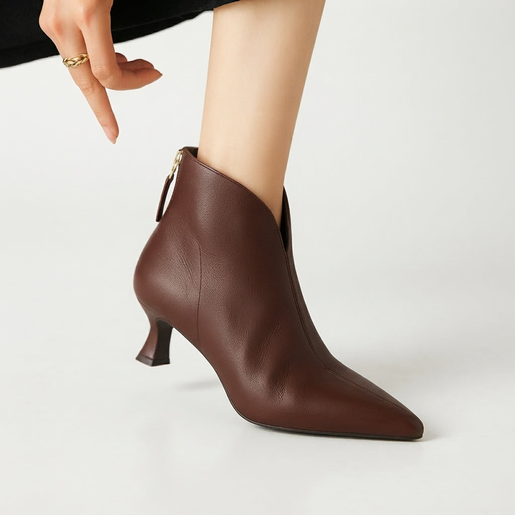 Delphine | Refined Pointed Toe Kitten Heel Ankle Boots