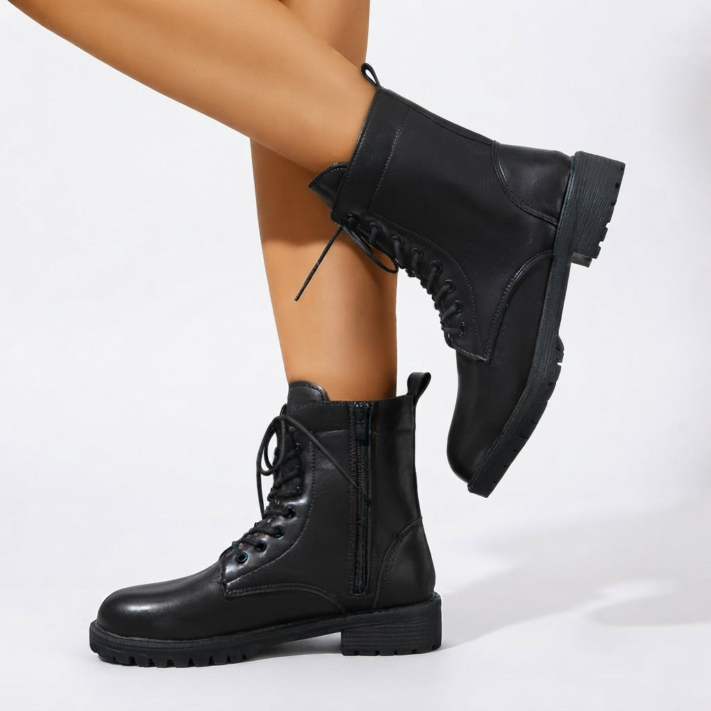 Harper | Practical Lace-Up Combat Ankle Boots for Women
