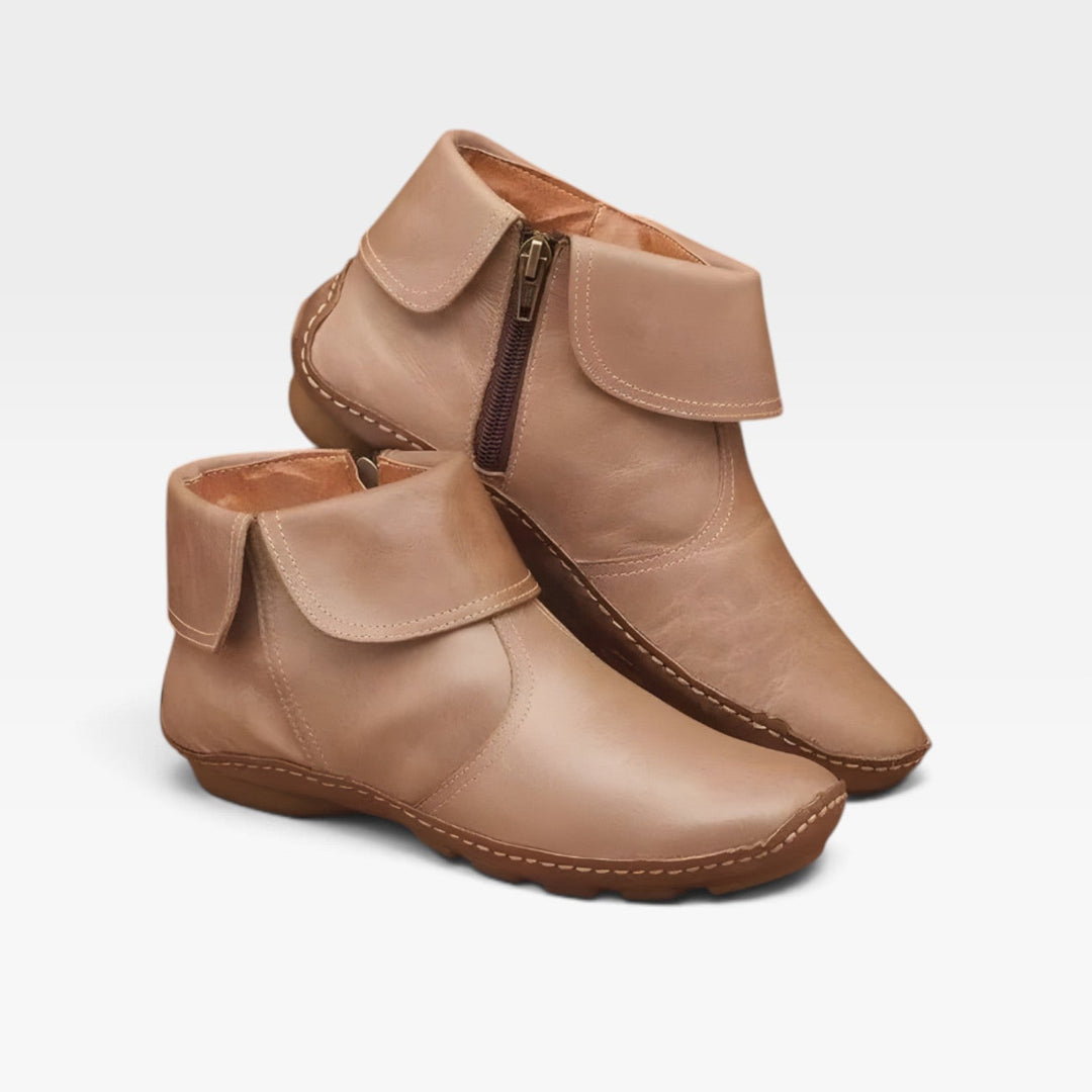 Emmeline | Refined Fold-Over Leather Ankle Boots Women