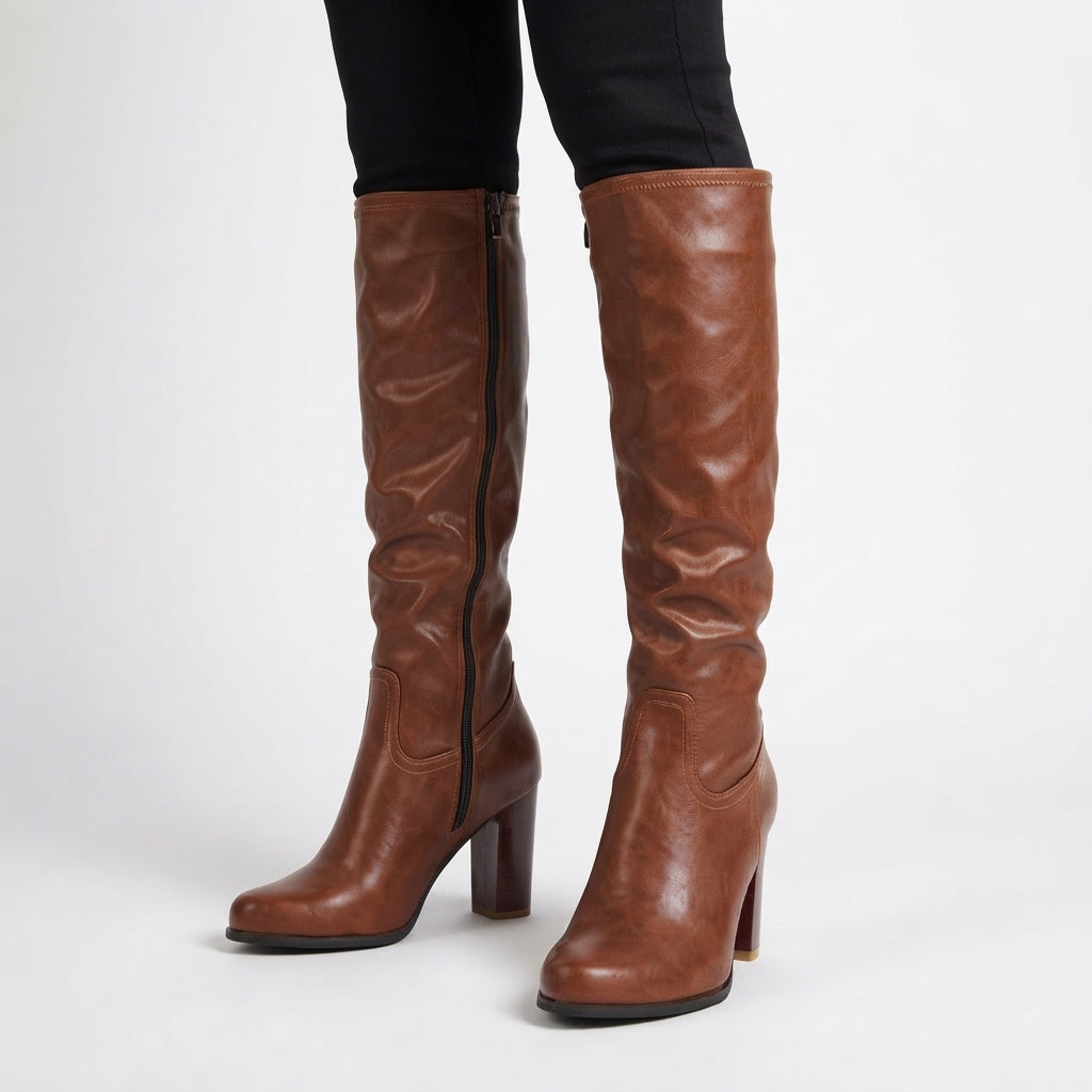 Genevieve | Elegant Block Heel Knee High Boots for Women
