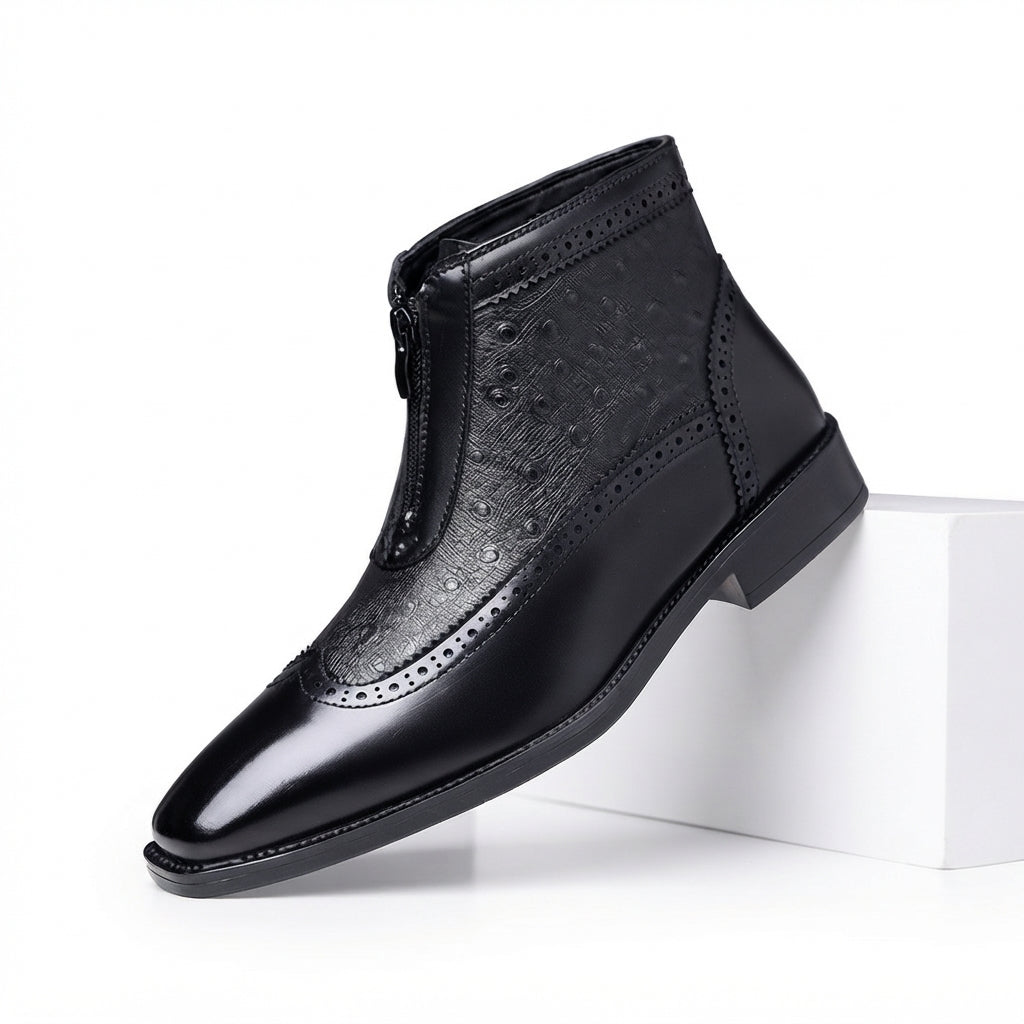 Corwin | Refined Leather Brogue Ankle Boots for Men