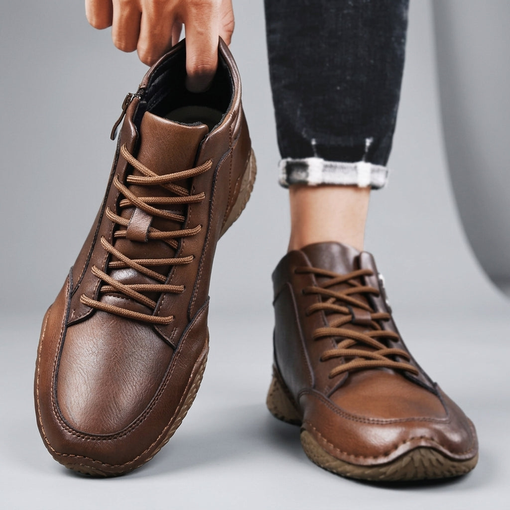 Kellan | Comfortable Leather Lace-Up Ankle Boots for Men