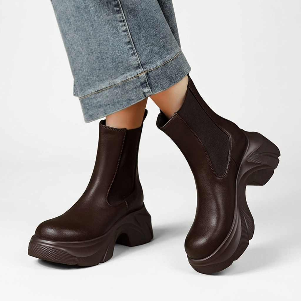 Cecily | Sculptural Platform Chelsea Boots