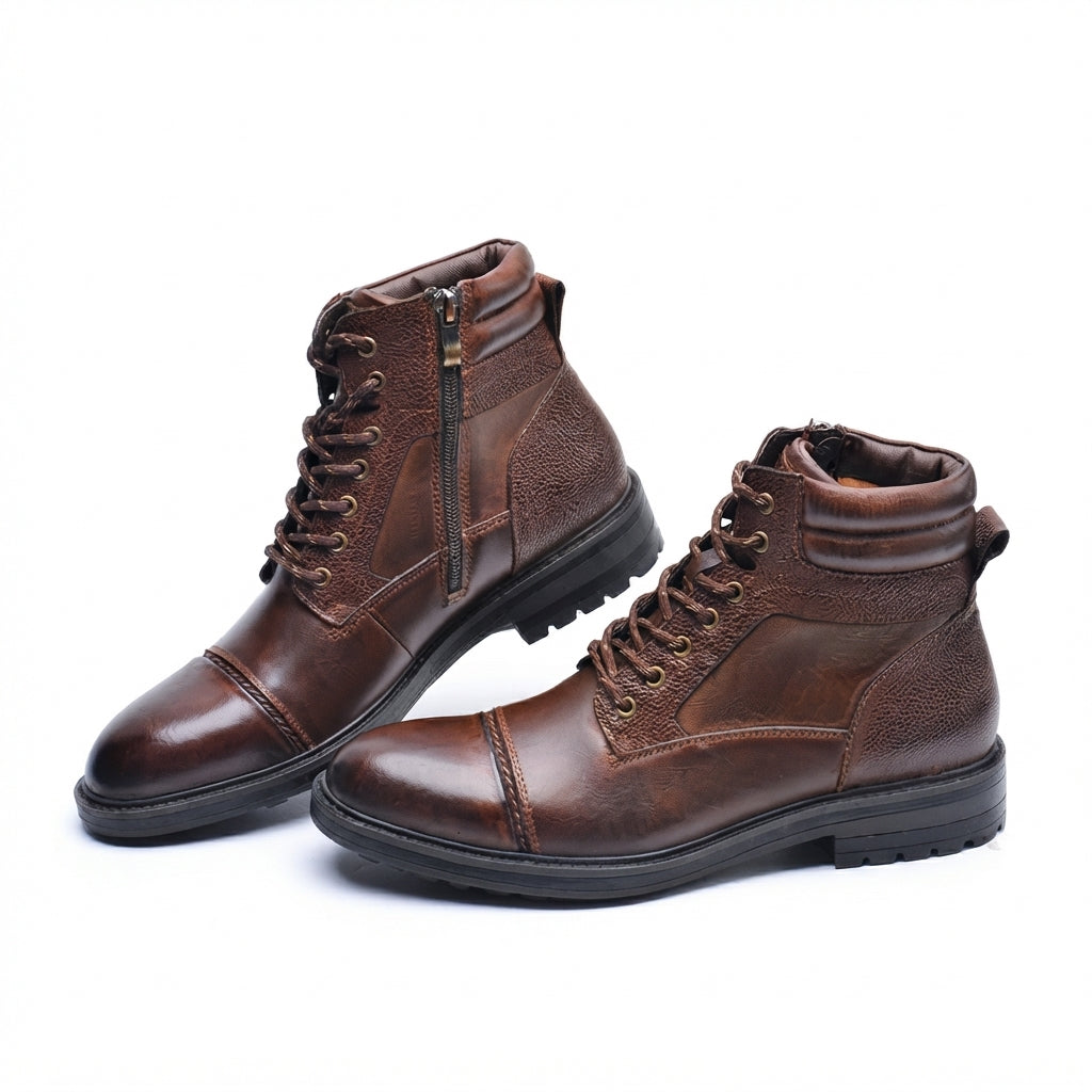 Conan | Sturdy Leather Lace-Up Combat Boots for Men