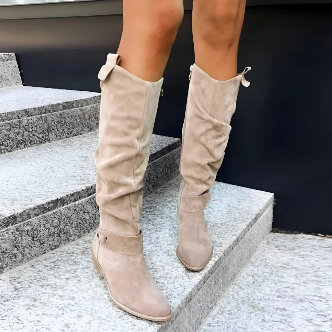 Odile | Sleek Suede Knee-High Block Heel Boots