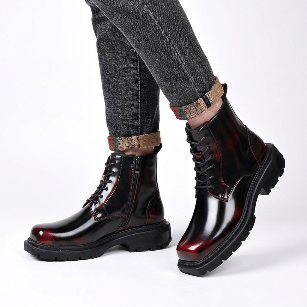 Corwin | Bold Chunky Leather Combat Ankle Boots for Men