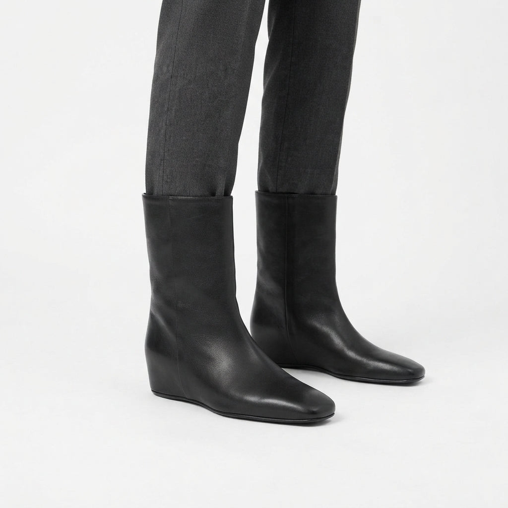 Edith | Sleek Square Toe Leather Ankle Boots for Women