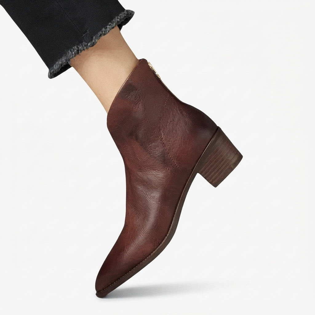 Sylvia | Refined Pointed Toe Block Heel Ankle Boots for Women