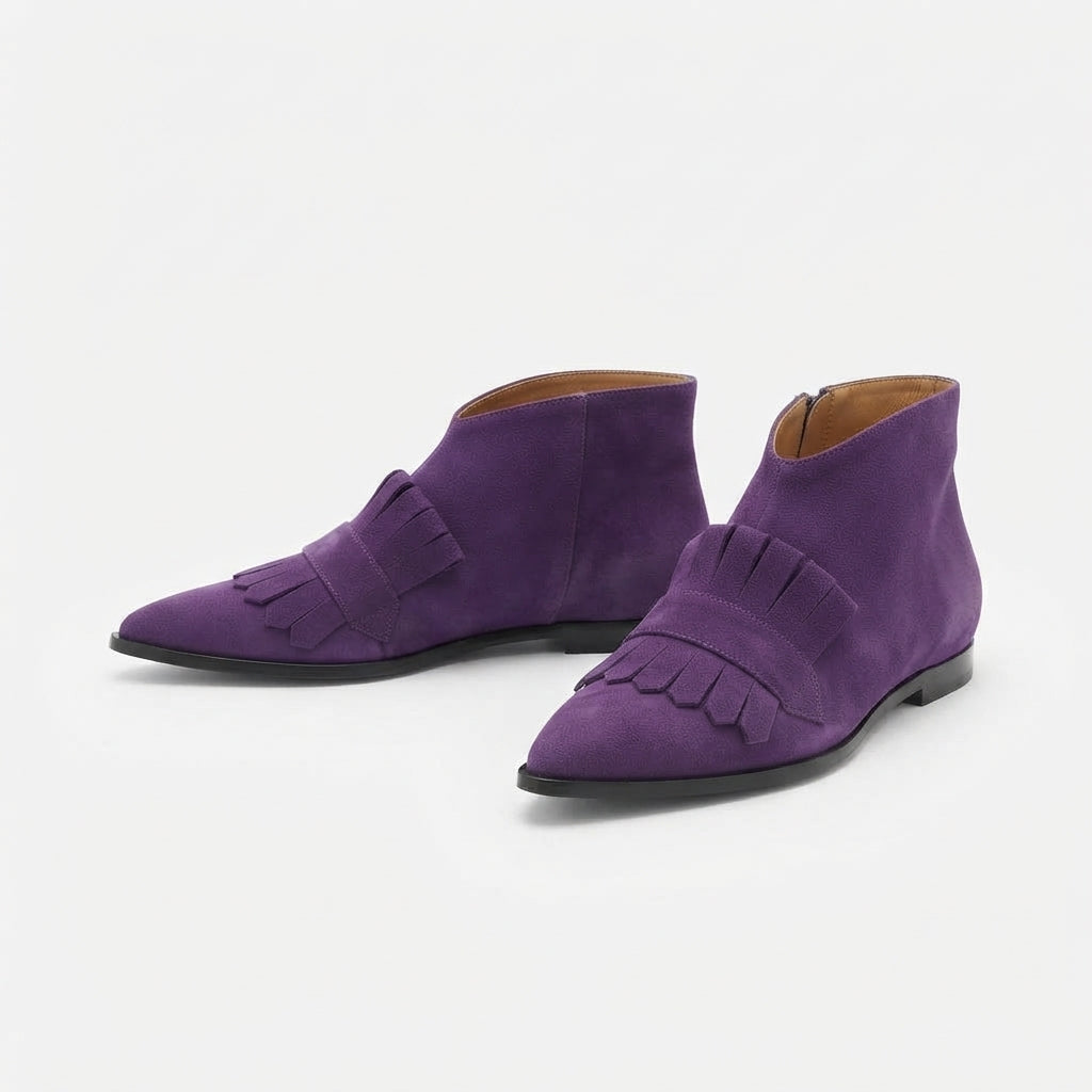 Beatrix | Stylish Fringed Pointed Toe Suede Ankle Boots for Women