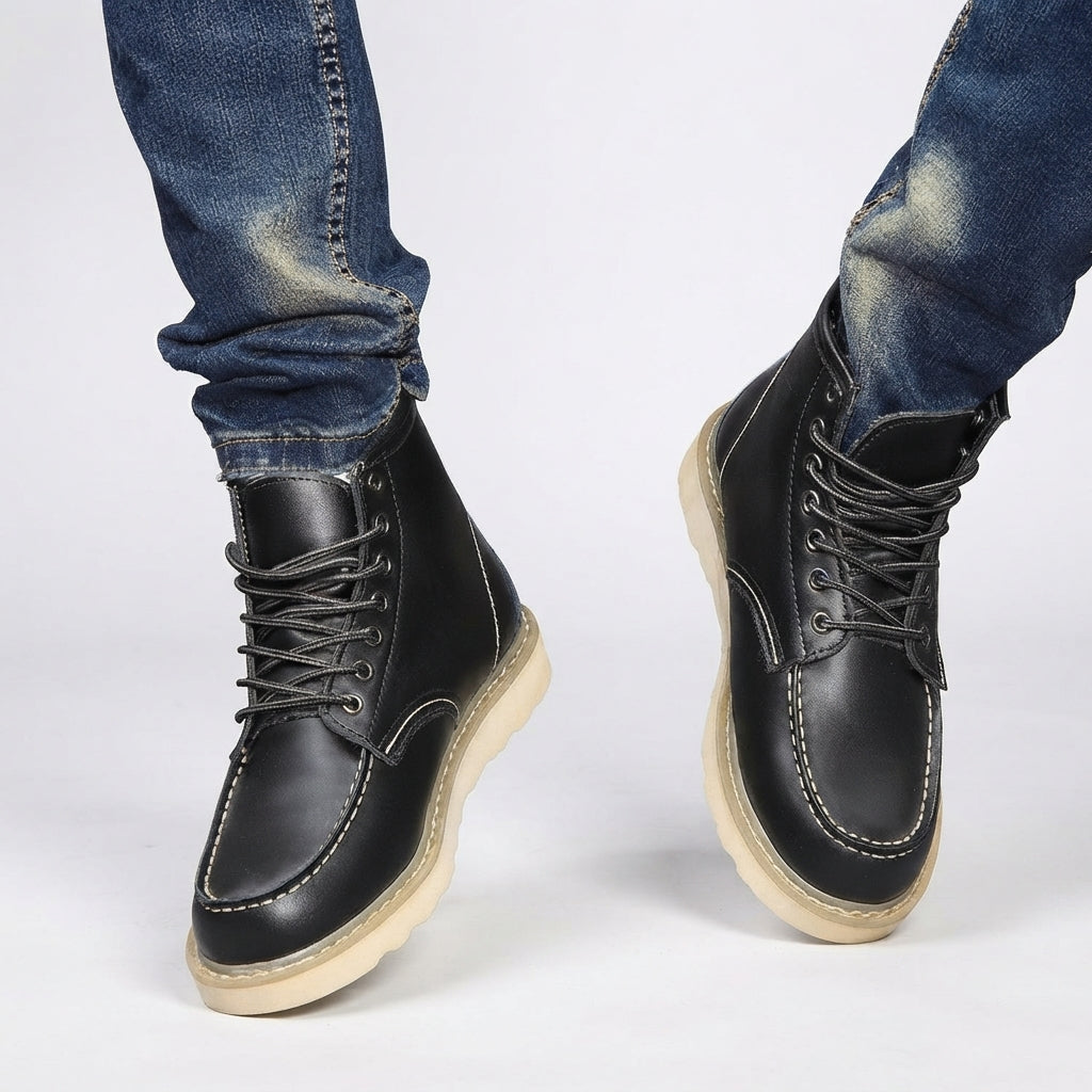 Galbraith | Sturdy Moc Toe Leather Lace-Up Boots for Men