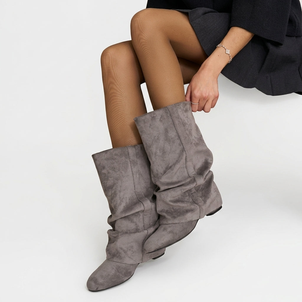 Cosima | Relaxed Slouch Suede Mid Calf Boots for Women