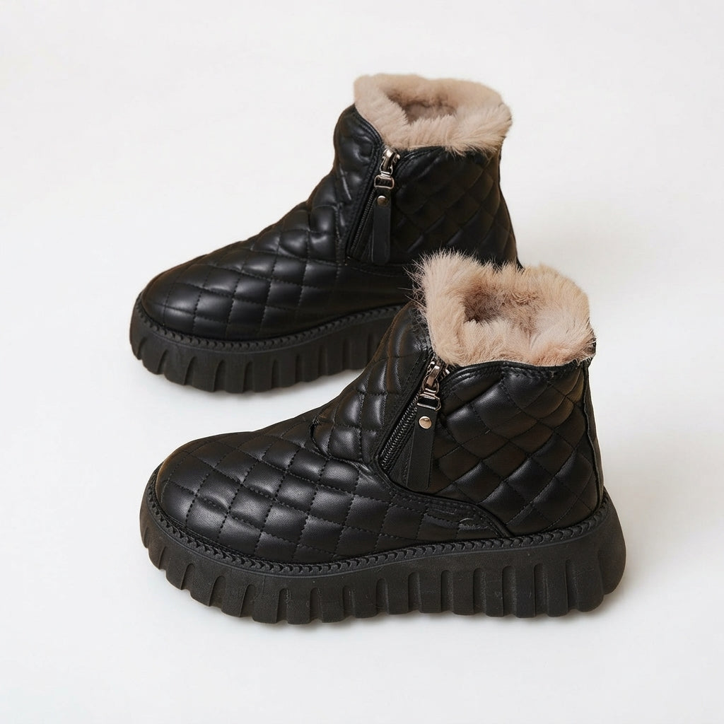 Phoebe | Warm Quilted Platform Winter Ankle Boots