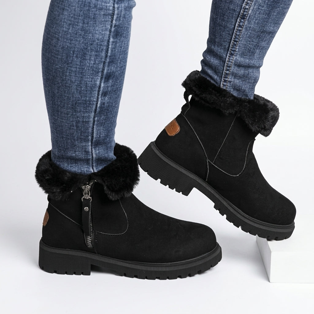 Hattie | Cozy Faux Fur Cuff Suede Ankle Boots