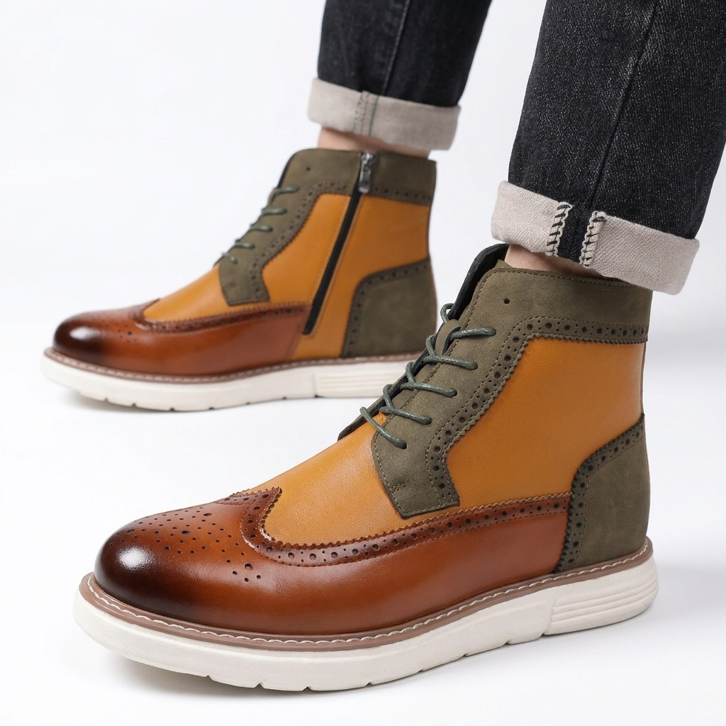 Mason | Stylish Suede Brogue Lace-Up Boots for Men