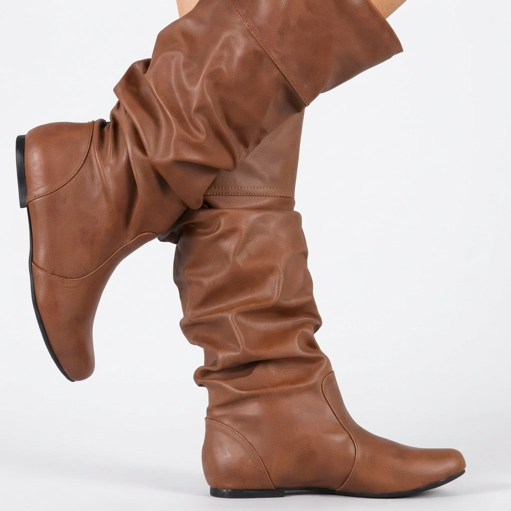 Rosamund | Comfortable Slouch Leather Knee High Boots for Women