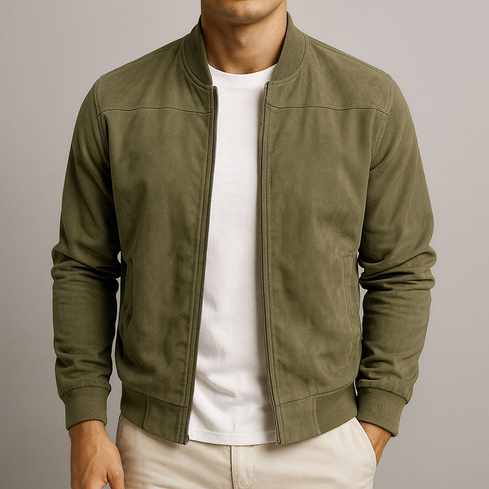 Holt | Sleek Faux Suede Bomber Jacket for Men's Casual Outerwear