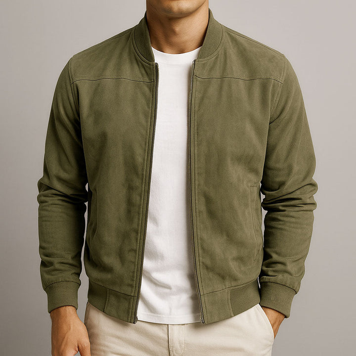 Holt | Sleek Faux Suede Bomber Jacket for Men's Casual Outerwear
