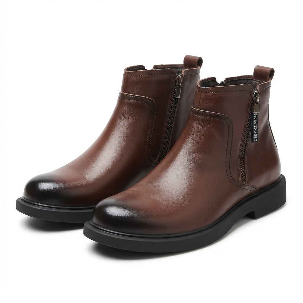 Ulric | Effortless Side-Zip Leather Ankle Boots for Men