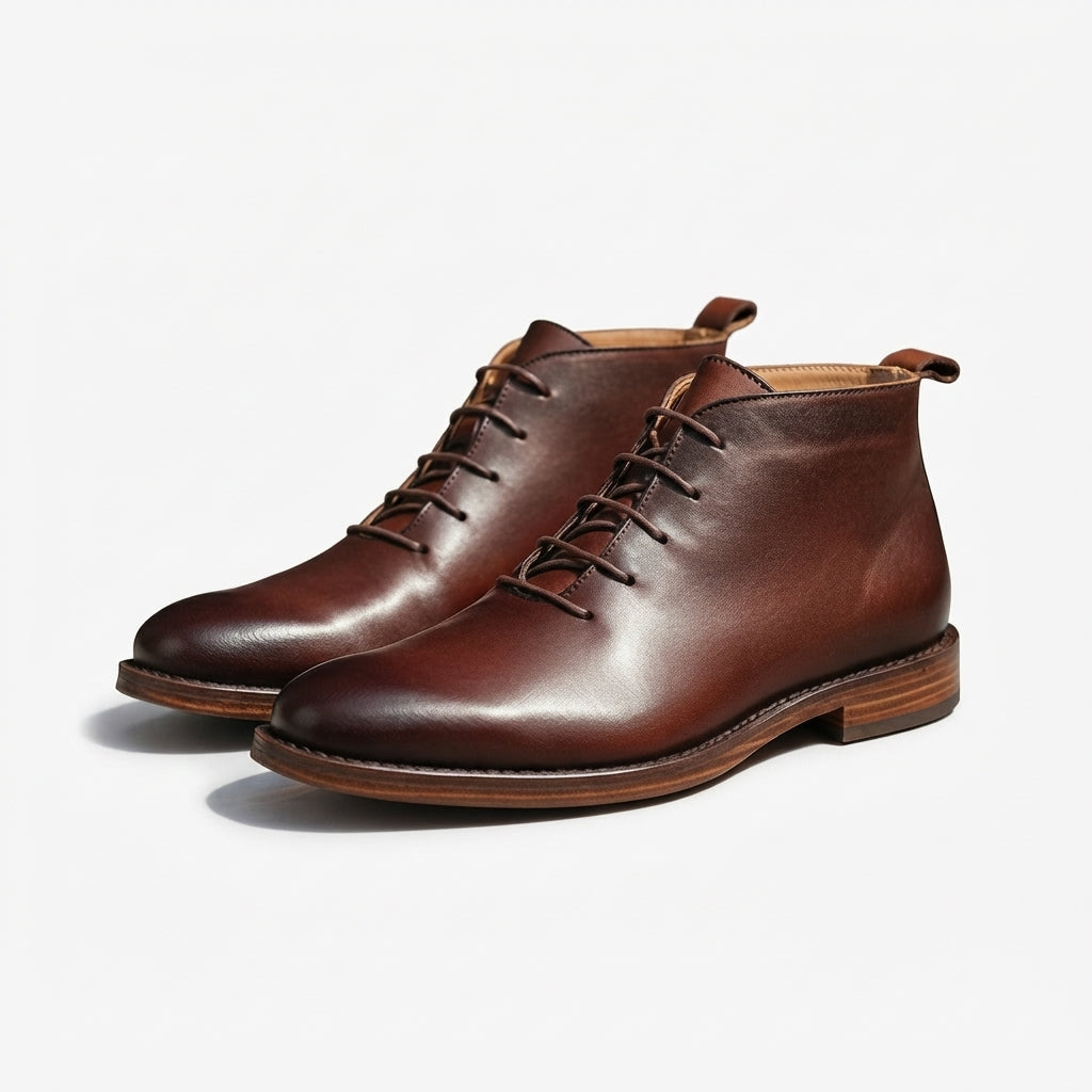 Calvin | Polished Leather Chukka Ankle Boots for Men