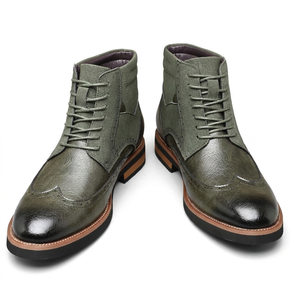 Silas | Stylish Wingtip Brogue Lace-Up Boots for Men