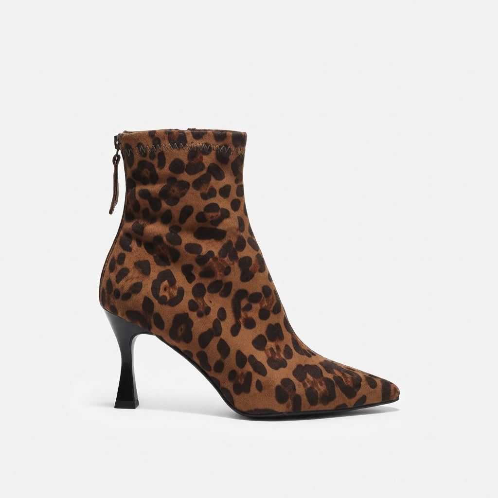 Lucinda | Bold Leopard Print Pointed Toe Ankle Boots