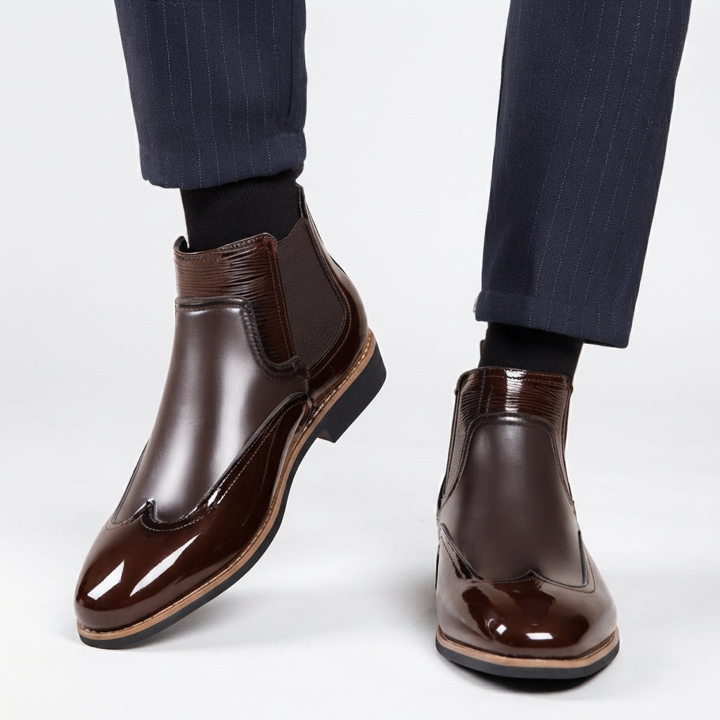 Harvey | Classic Wingtip Leather Chelsea Boots for Men