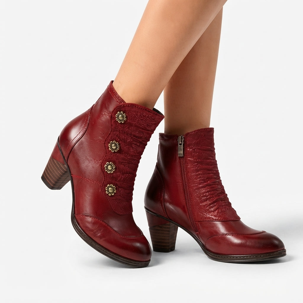 Seraphina | Refined Leather Heeled Ankle Boots for Women