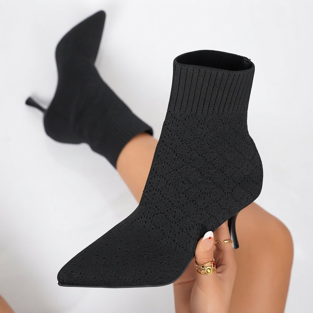 Freya | Effortless Knit Heeled Sock Ankle Boots for Women