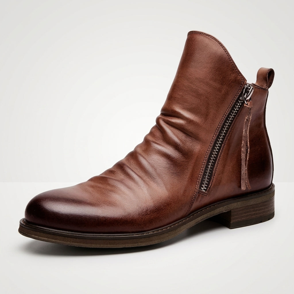 Lorenzo | Relaxed Slouch Leather Ankle Boots for Men
