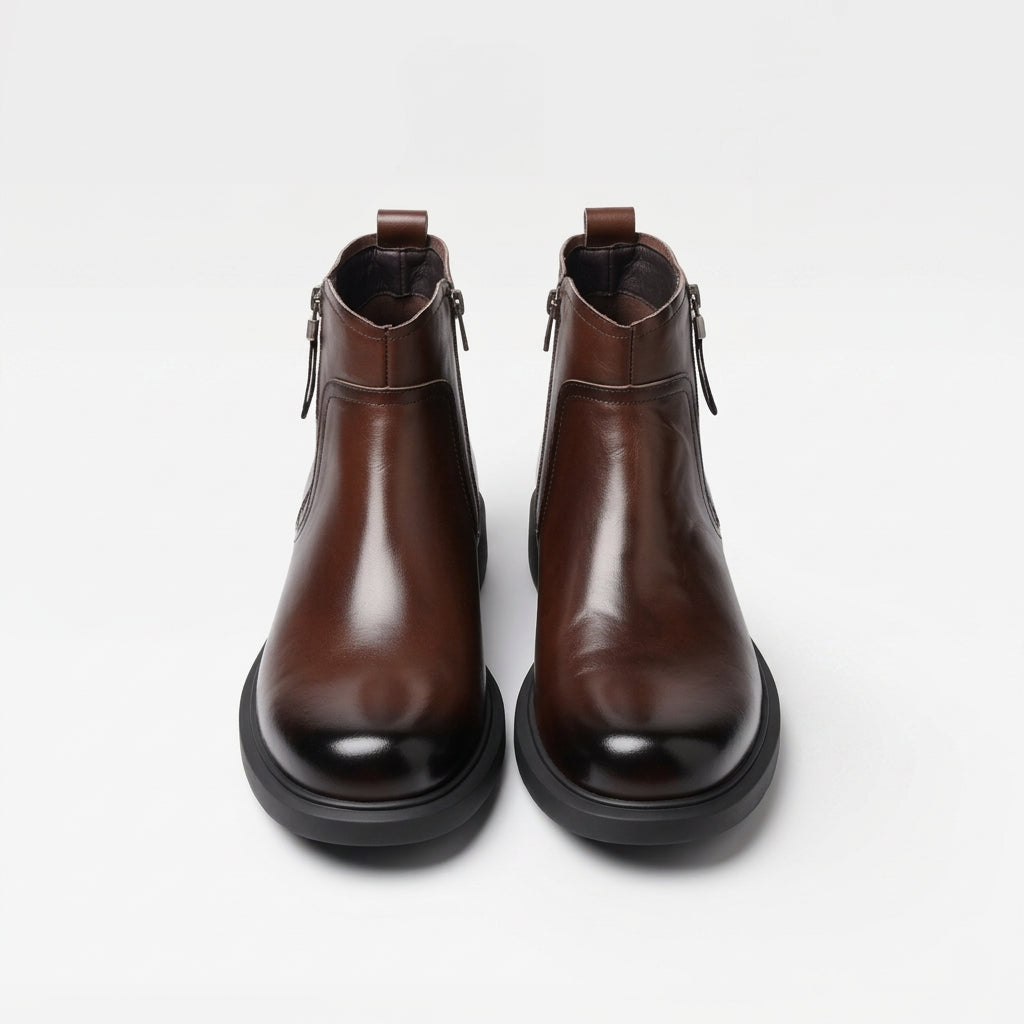 Garrett | Practical Leather Zip Ankle Boots for Men