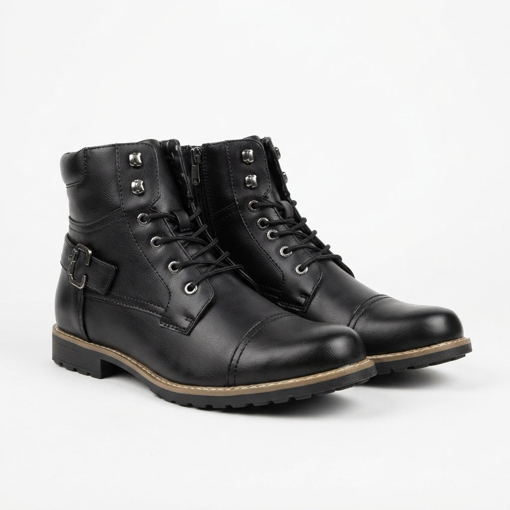 Axel | Durable Lace-Up Biker Ankle Boots for Men