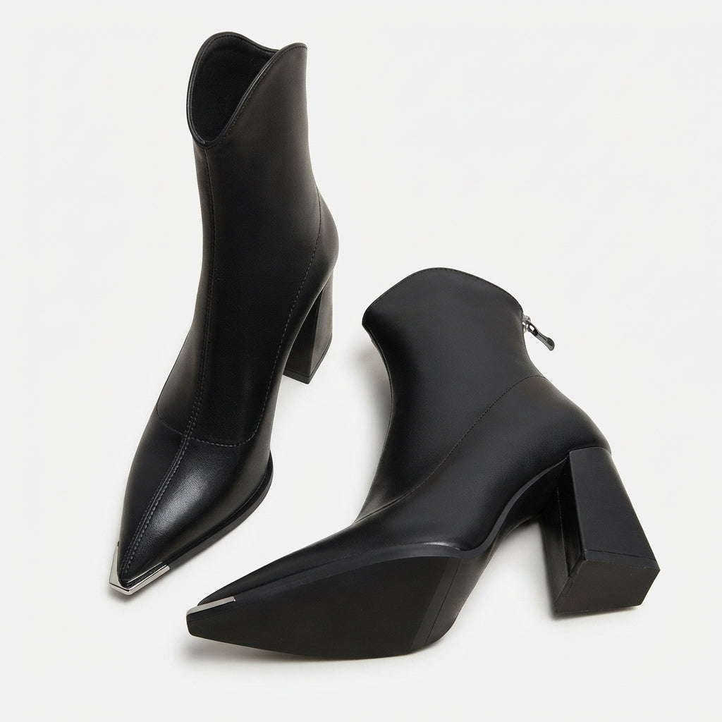 Genevieve | Sharp Pointed Toe Heeled Ankle Boots for Women