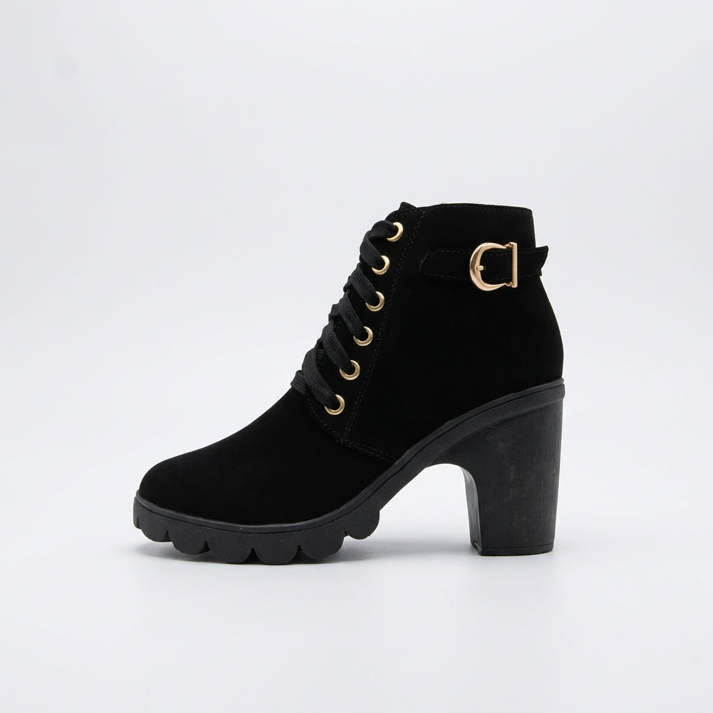 Lyra | Practical Lace-Up Heeled Platform Ankle Boots for Women