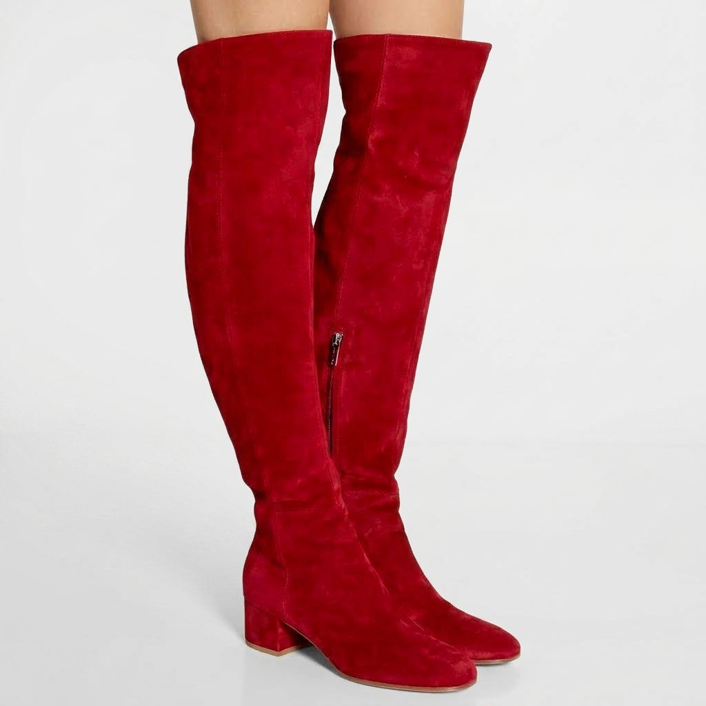 Marcella | Refined Suede Over The Knee Block Heel Boots for Women