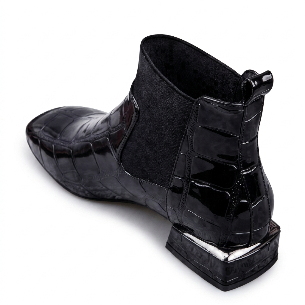 Amabel | Sleek Croc-Effect Ankle Boots