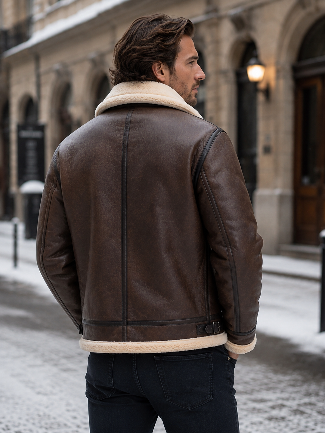 Gavin | Warm Leather Jacket Men Aviator Shearling