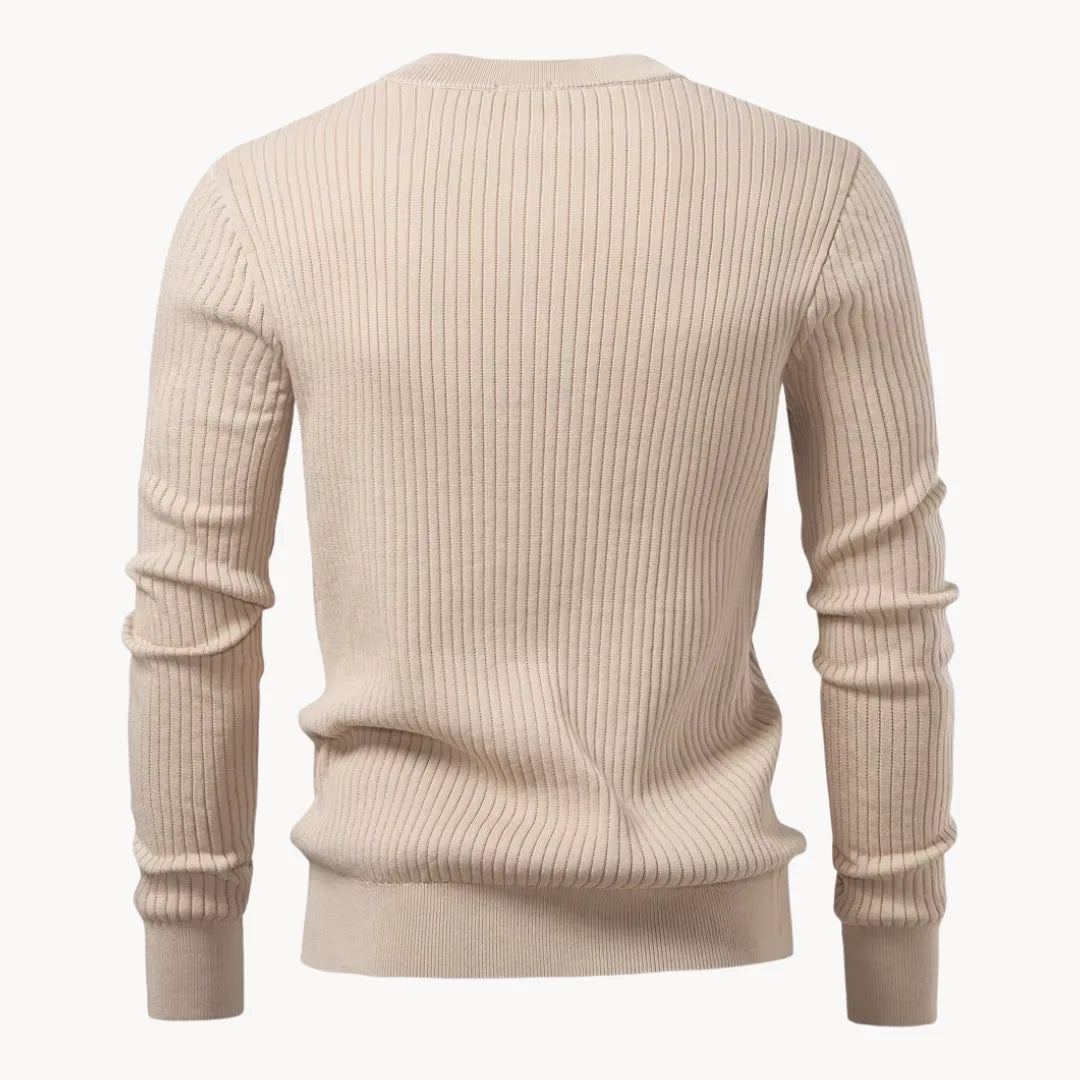 Nico | Fitted Round-Neck Jumper with Button Closure for Men