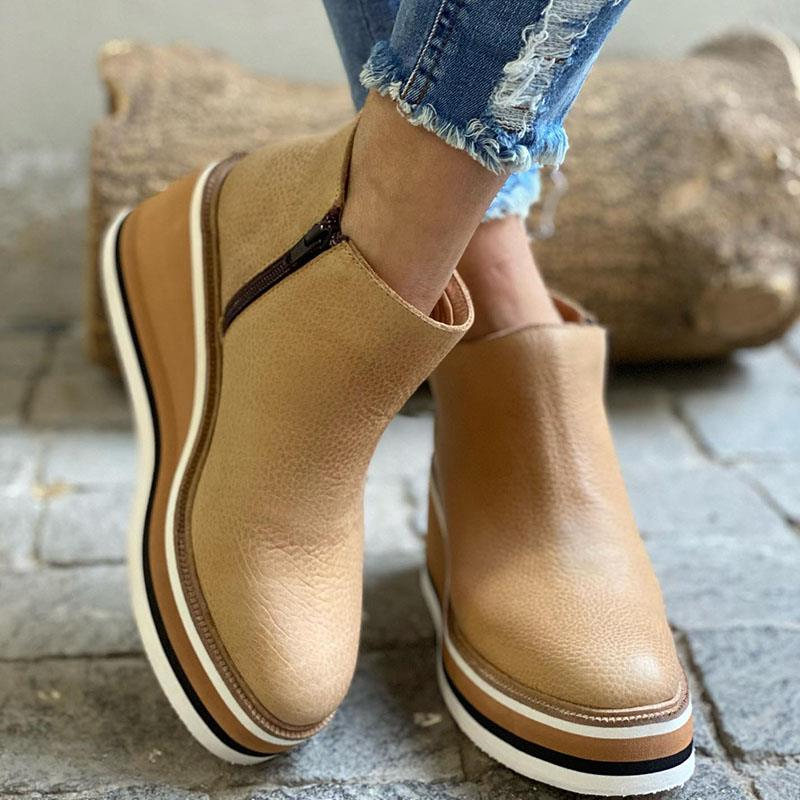 Madeline | Comfort Platform Faux Leather Ankle Boots