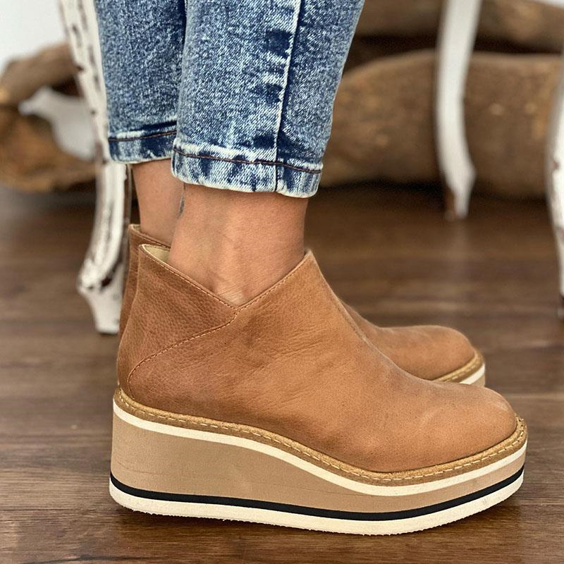 Madeline | Comfort Platform Faux Leather Ankle Boots