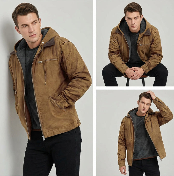 Mason | Rugged Hooded Suede Jacket for Men
